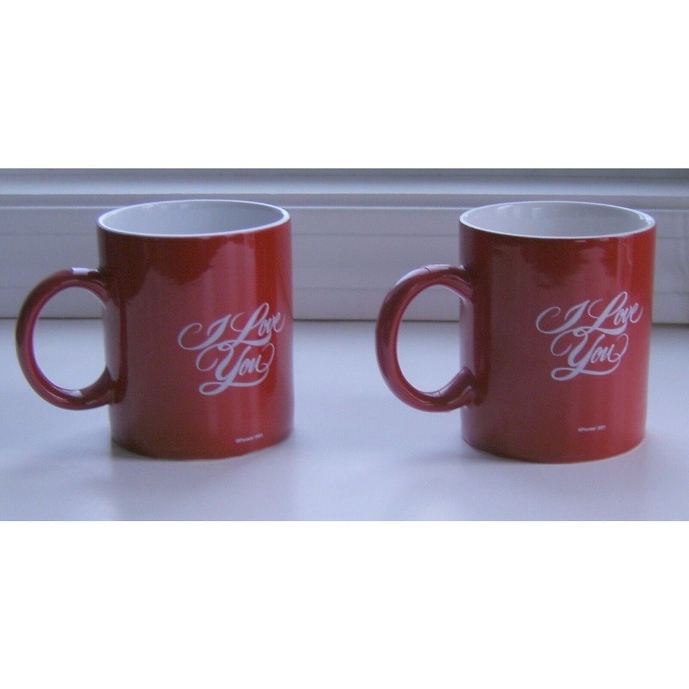 Lot of 2 I Love You Mugs Valentines Day Red White Pioneer Balloons 1998
